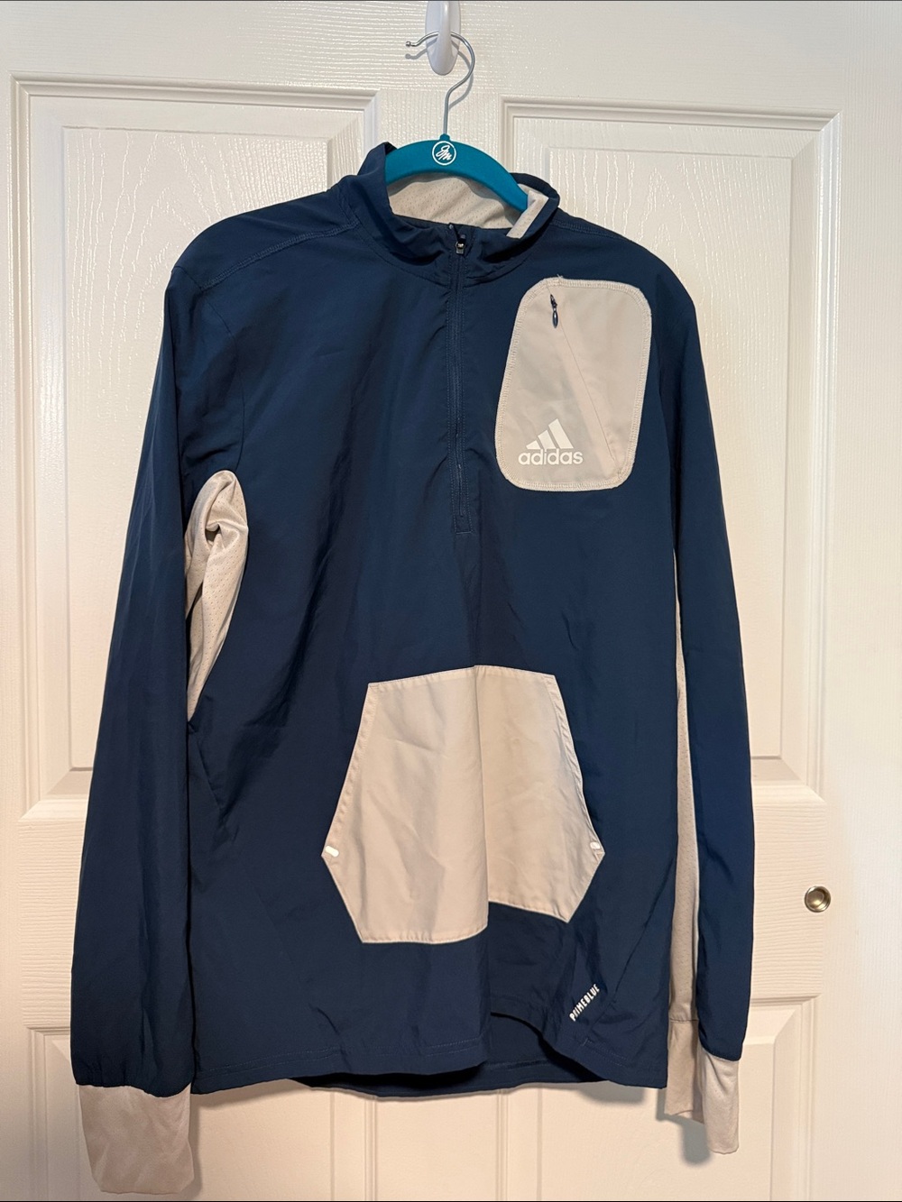 adidas Navy and Cream Pullover Performance Jacket size small